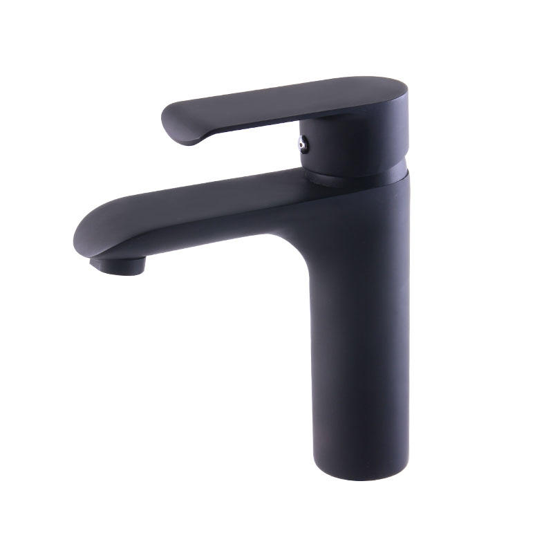 Flat curved single hole black faucet