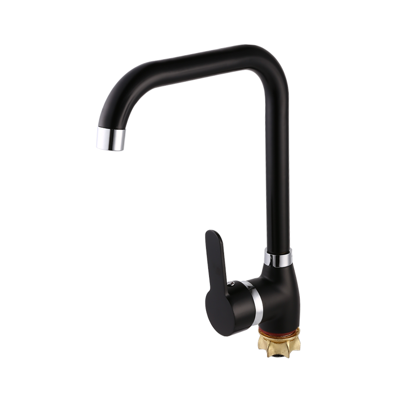 Tee with toe and seven-way black  vegetable basin faucet
