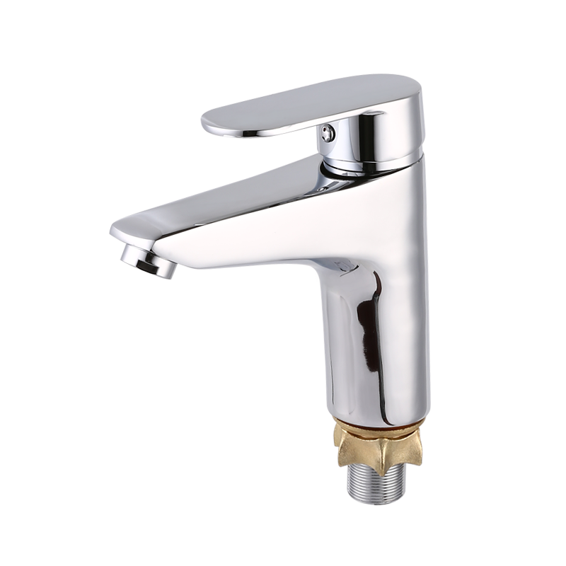 Large triangular single hole with feet and two rounded ends single lever faucet